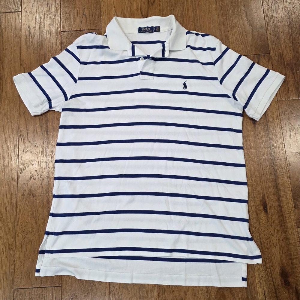 Polo by Ralph Lauren Striped Polo Shirt Preppy Collegiate Old Money Nautical. L